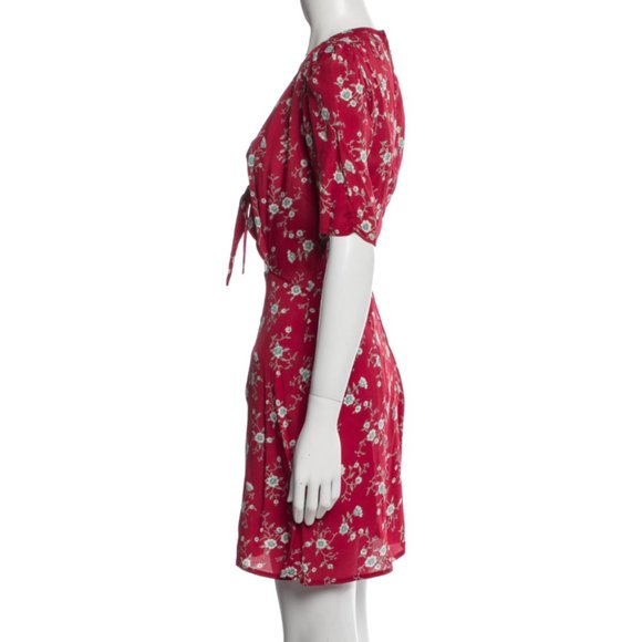 Reformation Grace Floral Front Tie Mini Dress in Red Viscose (Size: 0) - Picture 7 of 7